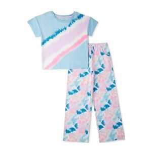 WONDER NATION Tie-Dye Short Sleeves Wide Leg Pajama Set - XS